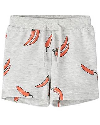 Name it Pantaloni Corti Felpati - Grigio Chiaro - Light Grey Melange - in Cotone Pantaloni Corti